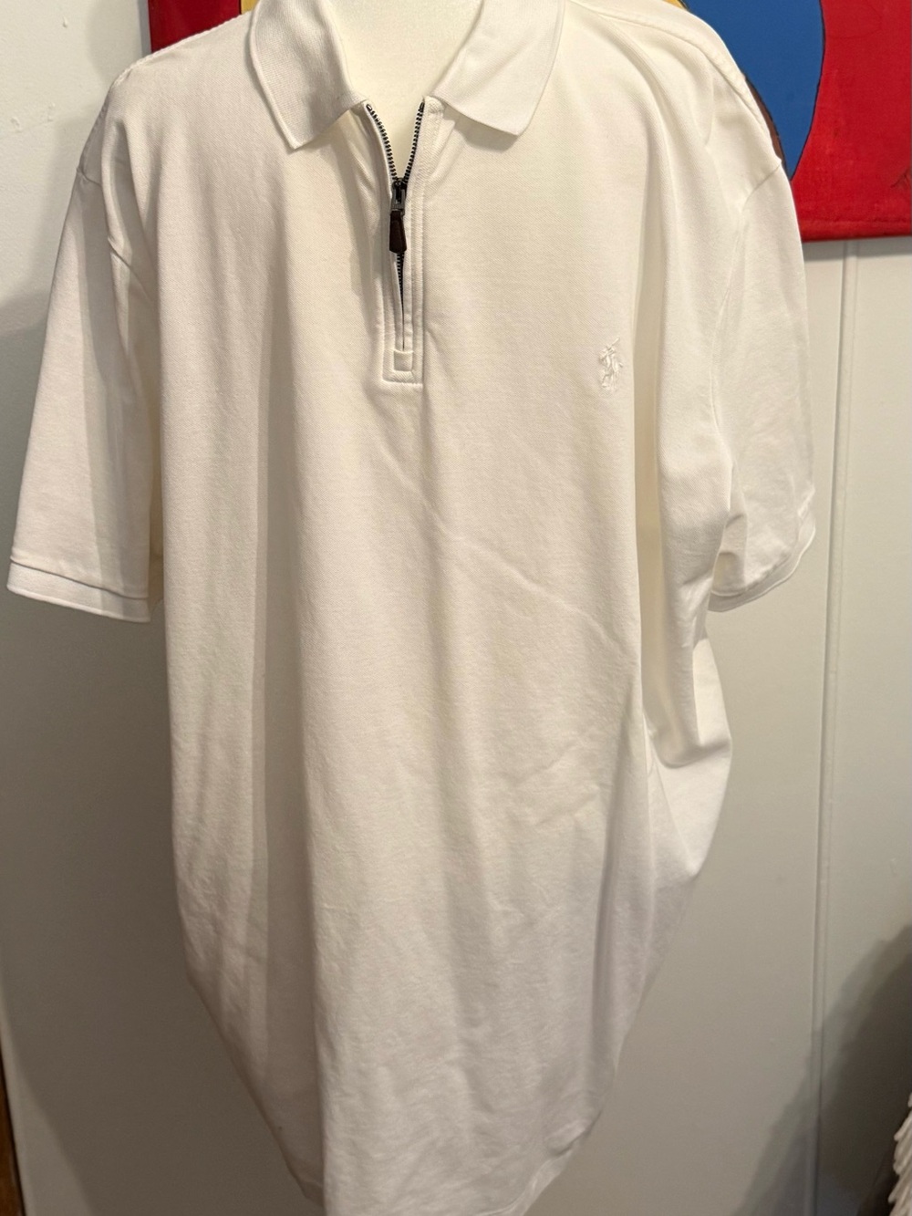 Men's White Ralph Lauren Zip Polo Shirt